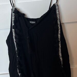 Azalea Black Mini Dress with Embroidered Trim